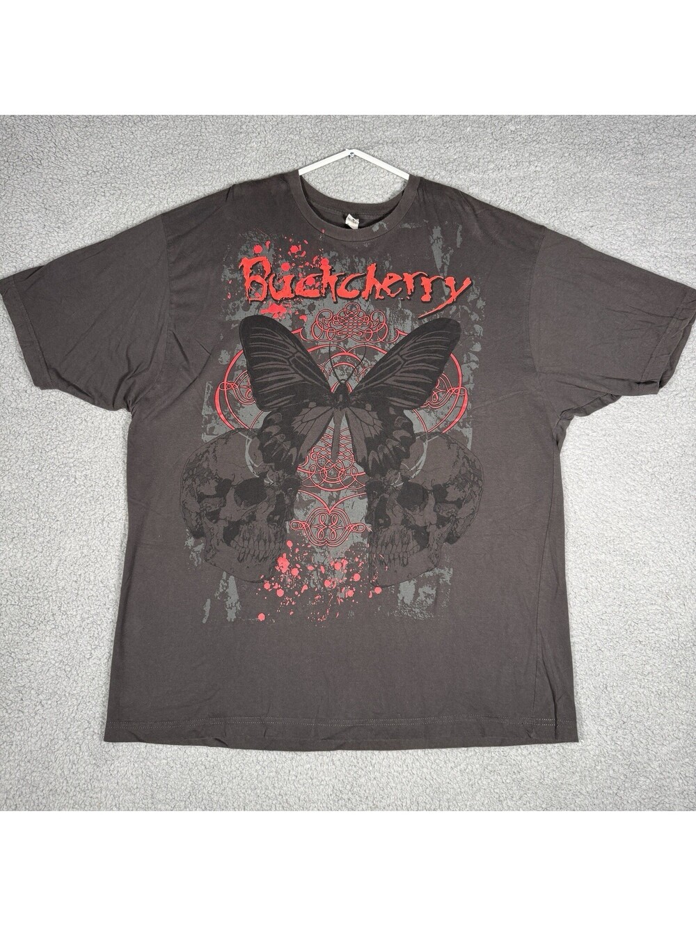 BUCKCHERRY Summer Tour 2008 Graphic T Shirt Mens Large Butterfly Skulls Size 2XL